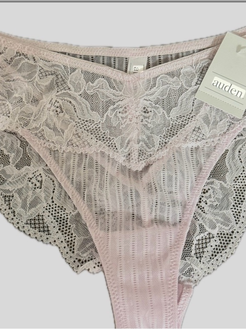 Small Auden Lace Hipster Panty in Pale Pink